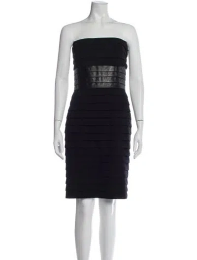 Pre-owned Carmen Marc Valvo Strapless Mini Dress In Blue