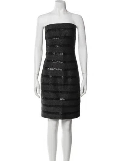 Pre-owned Carmen Marc Valvo Strapless Mini Dress In Gray