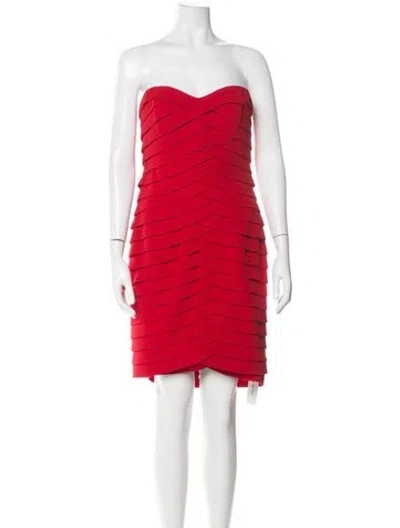 Pre-owned Carmen Marc Valvo Strapless Mini Dress In Red