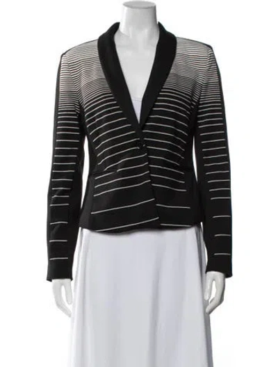 Pre-owned Carmen Marc Valvo Striped Blazer In Black