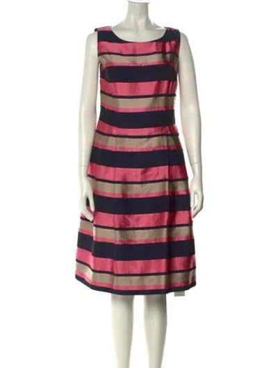 Pre-owned Carmen Marc Valvo Striped Knee-length Dress In Multi