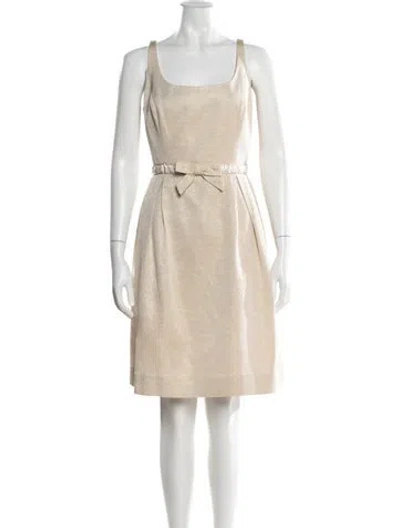 Pre-owned Carmen Marc Valvo Striped Knee-length Dress In Neutral