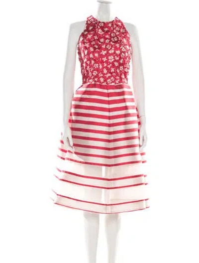 Pre-owned Carmen Marc Valvo Striped Midi Length Dress In Multi