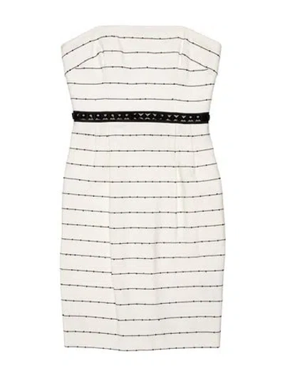 Pre-owned Carmen Marc Valvo Striped Mini Dress In White