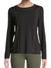 Carmen Marc Valvo Studded Top In Black In Black