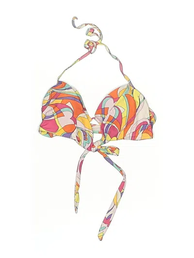 Pre-owned Carmen Marc Valvo Swimsuit Top Orange Print Pattern Swimwear