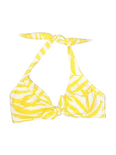 Pre-owned Carmen Marc Valvo Swimsuit Top Yellow Print Pattern Swimwear