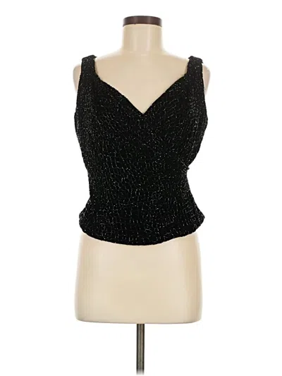 Pre-owned Carmen Marc Valvo Tank Top Black Strapless Neckline Tops
