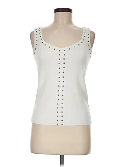 Pre-owned Carmen Marc Valvo Tank Top Ivory Sweetheart Neckline Tops