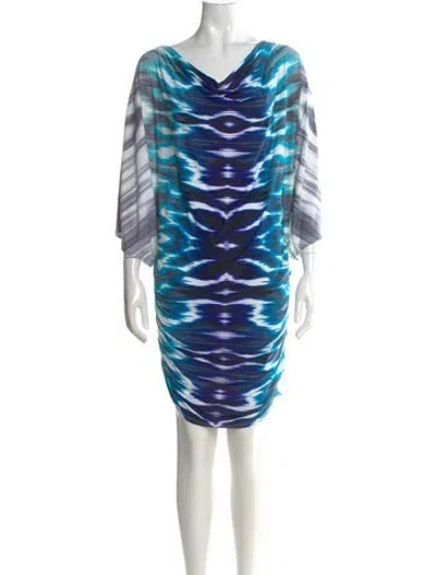 Pre-owned Carmen Marc Valvo Tie-dye Print Mini Dress In Blue