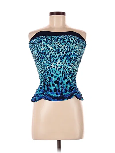Pre-owned Carmen Marc Valvo Tube Top Blue Strapless Neckline Tops