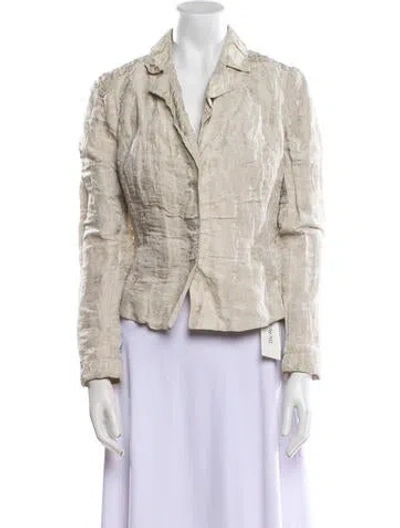 Pre-owned Carmen Marc Valvo Tweed Pattern Blazer In Neutral