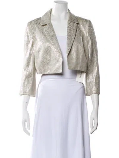 Pre-owned Carmen Marc Valvo Tweed Pattern Evening Jacket In Neutral