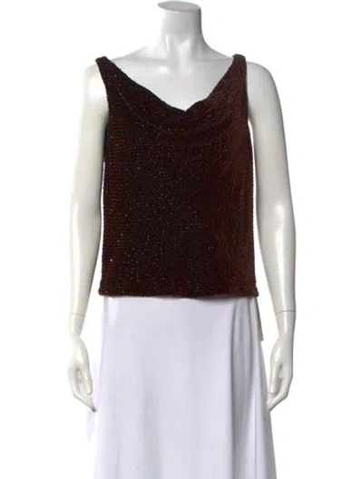 Pre-owned Carmen Marc Valvo Vintage 1990's Top In Black/brown