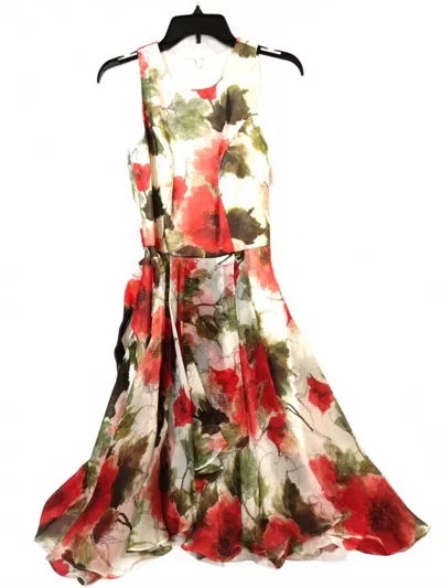 Carmen Marc Valvo Vintage Women Floral Sundress & Belt In Multicolor