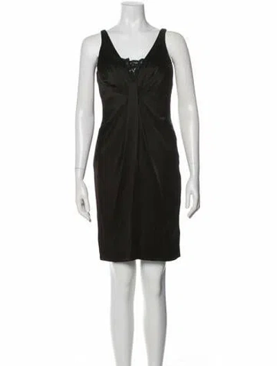 Pre-owned Carmen Marc Valvo V-neck Mini Dress In Black