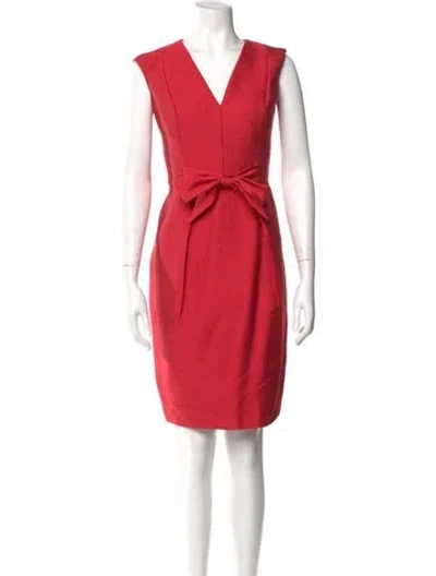 Pre-owned Carmen Marc Valvo V-neck Mini Dress In Red