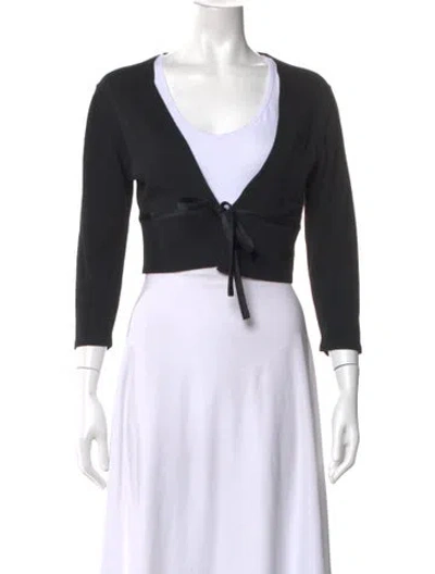 Pre-owned Carmen Marc Valvo V-neck Sweater In Black