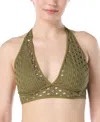 Carmen Marc Valvo Womens Crochet Bikini Top Bottoms In Olive