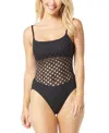 Carmen Marc Valvo Scoop Neck One Piece Swimsuit In Black