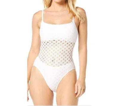 Carmen Marc Valvo Women's Crochet One Piece Swimsuit In White