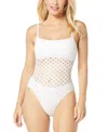 Carmen Marc Valvo Scoop Neck One Piece Swimsuit In White