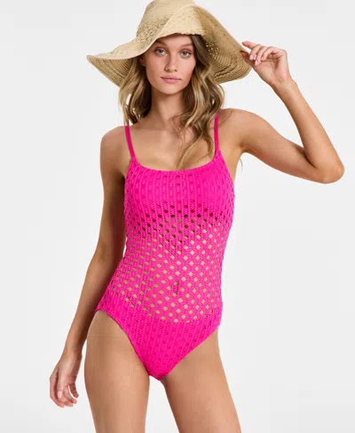 Carmen Marc Valvo Women's Crochet Scoop-neck One-piece Swimsuit In Pink