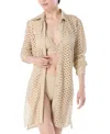Carmen Marc Valvo Women's Crochet Tunic Swim Cover-up In Clay