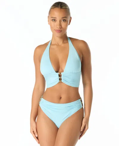 Carmen Marc Valvo Women's Halter Bra Top In Blue