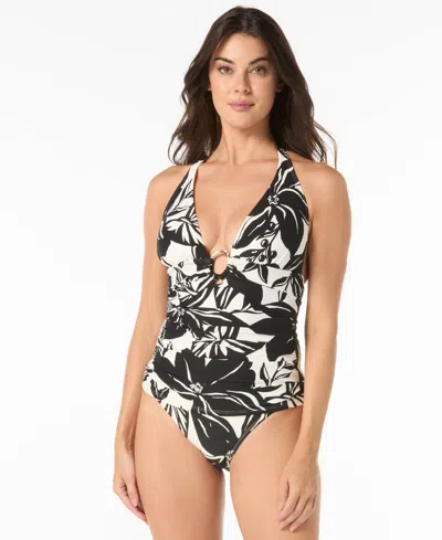 Carmen Marc Valvo Women's Halter Neck Tankini Top In Black