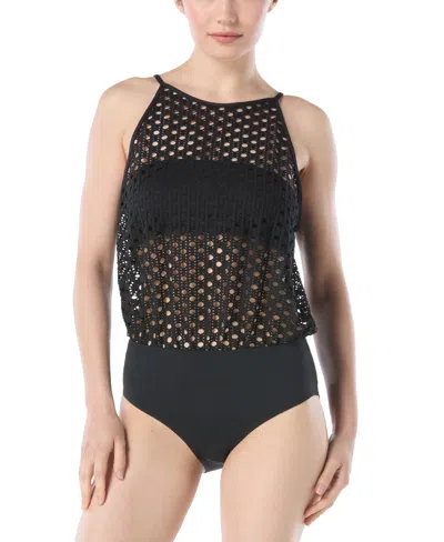 CARMEN MARC VALVO WOMEN'S HIGH-NECK ONE-PIECE SWIMSUIT