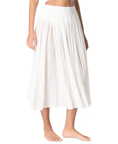 Carmen Marc Valvo Women's Pleated Cover-up Midi Skirt In White