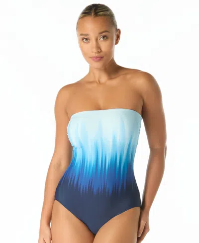 Carmen Marc Valvo Women's Printed Bandeau One-piece Swimsuit In Blue