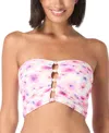 Carmen Marc Valvo Womens Bandeau Shirred Top Bikini Bottoms In White Multi