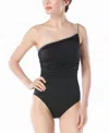 Carmen Marc Valvo Women's Rhinestone One-shoulder One-piece Swimsuit In Black