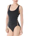 Carmen Marc Valvo Women's Ruched Cutout One-piece Swimsuit In Black