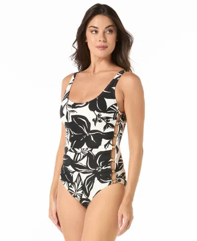 Carmen Marc Valvo Women's Scoop Neck One-piece Swimsuit In Black