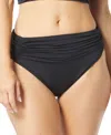 Carmen Marc Valvo Shirred Bikini Bottom In Black