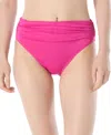 Carmen Marc Valvo Solid Shirred Bikini Bottom In Pink
