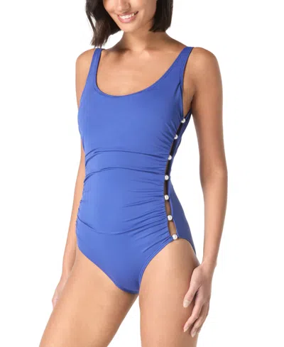 CARMEN MARC VALVO WOMEN'S SIDE-CUTOUT FLORAL-PRINT SWIMSUIT
