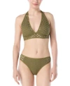 Carmen Marc Valvo Womens Crochet Bikini Top Bottoms In Pink