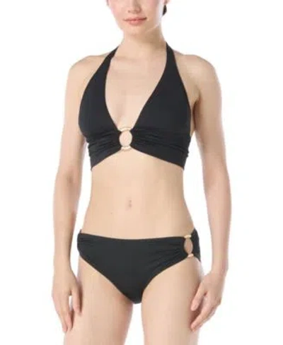 Carmen Marc Valvo Womens Halter Bikini Top Bottoms In Black