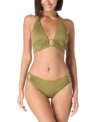 Carmen Marc Valvo Womens Halter Bikini Top Bottoms In Olive