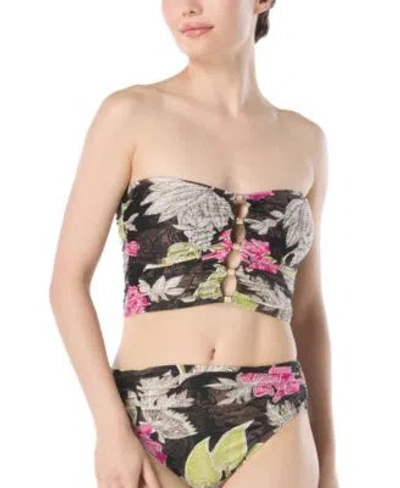 CARMEN MARC VALVO WOMENS PRINTED BEADED MIDKINI TOP BOTTOMS
