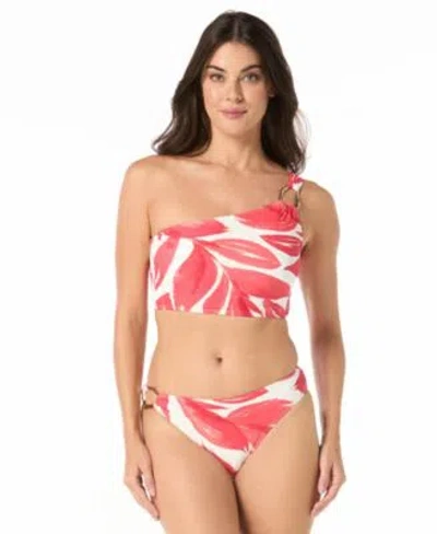 Carmen Marc Valvo Womens Printed One Shoulder Top Printed High Cut Bikini Bottom In Multi