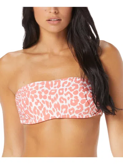 Carmen Marc Valvo Womens Reversible Bandeau Bikini Swim Top In Pink