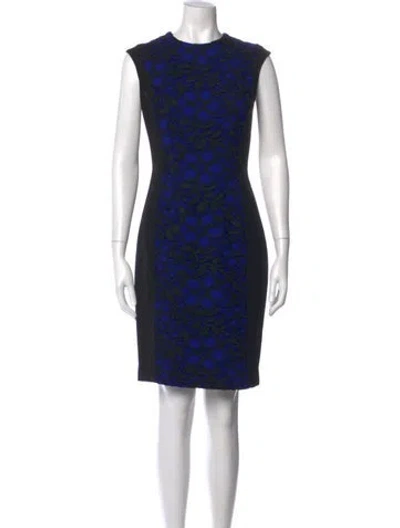 Pre-owned Carmen Marc Valvo Wool Knee-length Dress In Black