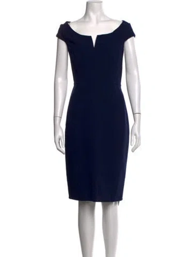 Pre-owned Carmen Marc Valvo Wool Knee-length Dress In Blue