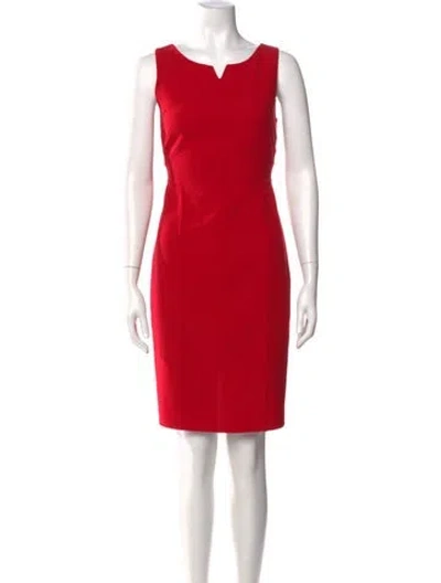 Pre-owned Carmen Marc Valvo Wool Knee-length Dress In Red