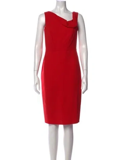 Pre-owned Carmen Marc Valvo Wool Knee-length Dress In Red